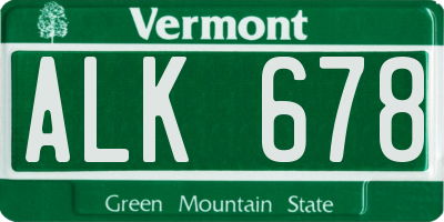VT license plate ALK678
