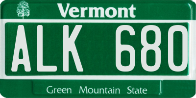 VT license plate ALK680