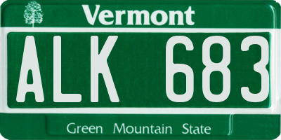 VT license plate ALK683