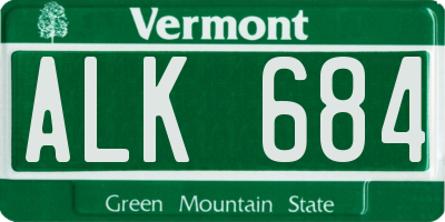 VT license plate ALK684