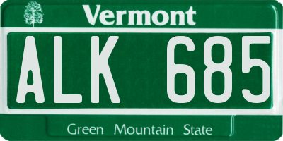 VT license plate ALK685