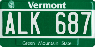VT license plate ALK687