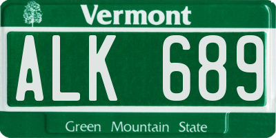 VT license plate ALK689