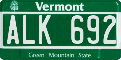 VT license plate ALK692