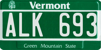 VT license plate ALK693