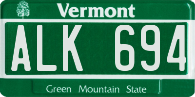 VT license plate ALK694