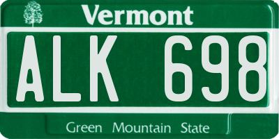VT license plate ALK698