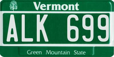 VT license plate ALK699