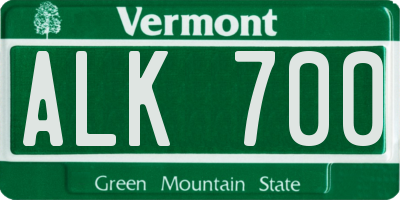 VT license plate ALK700
