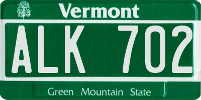 VT license plate ALK702