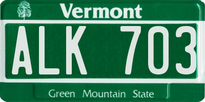 VT license plate ALK703
