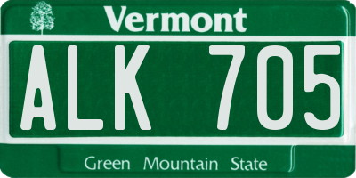 VT license plate ALK705