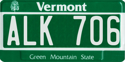 VT license plate ALK706