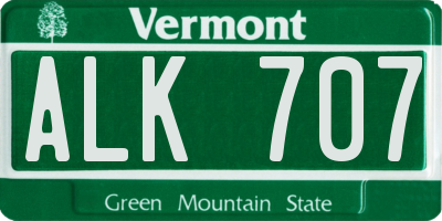 VT license plate ALK707