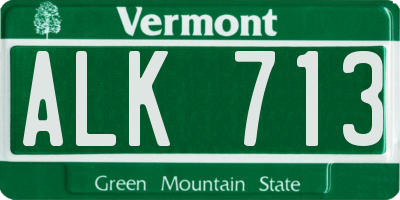 VT license plate ALK713