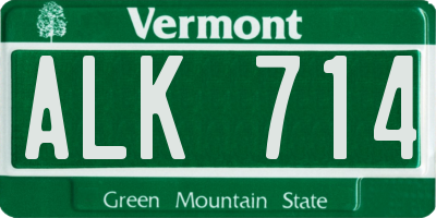 VT license plate ALK714