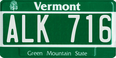 VT license plate ALK716