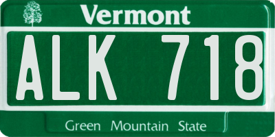 VT license plate ALK718