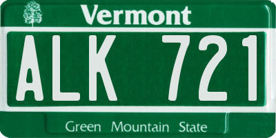 VT license plate ALK721