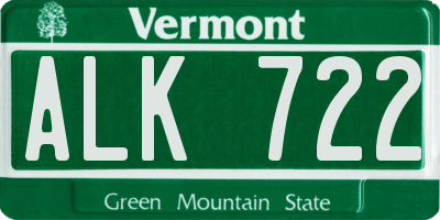 VT license plate ALK722