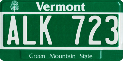 VT license plate ALK723