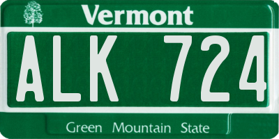 VT license plate ALK724
