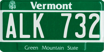 VT license plate ALK732