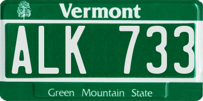 VT license plate ALK733