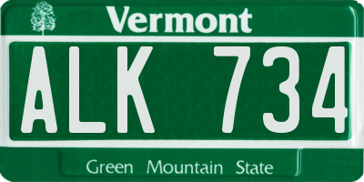 VT license plate ALK734