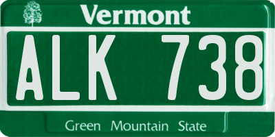 VT license plate ALK738