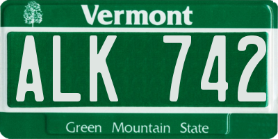 VT license plate ALK742