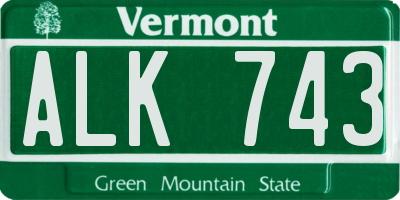 VT license plate ALK743