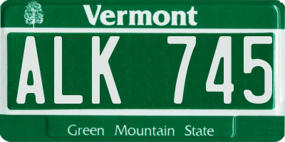 VT license plate ALK745