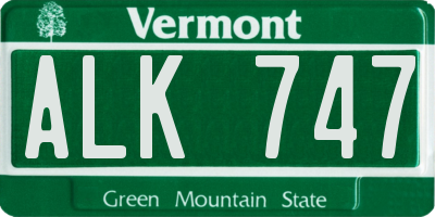 VT license plate ALK747