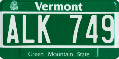 VT license plate ALK749