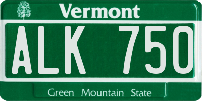 VT license plate ALK750