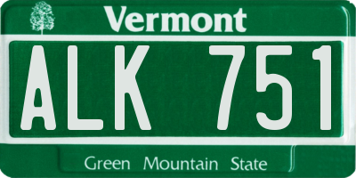 VT license plate ALK751
