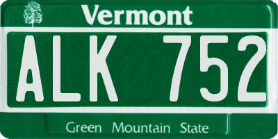 VT license plate ALK752