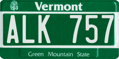 VT license plate ALK757
