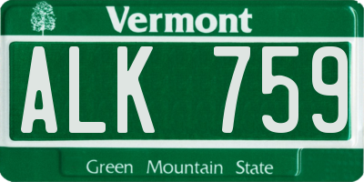 VT license plate ALK759