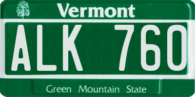 VT license plate ALK760