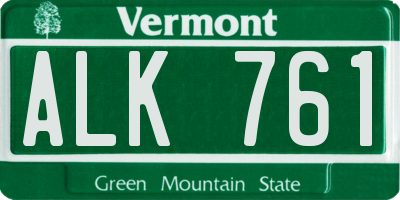 VT license plate ALK761