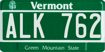 VT license plate ALK762