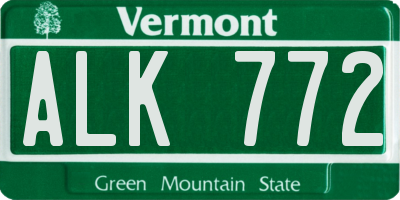 VT license plate ALK772