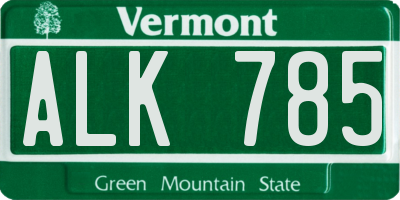 VT license plate ALK785