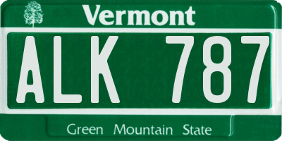 VT license plate ALK787