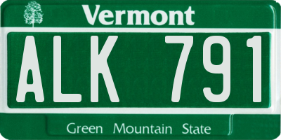 VT license plate ALK791