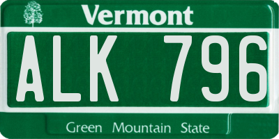VT license plate ALK796