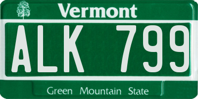 VT license plate ALK799