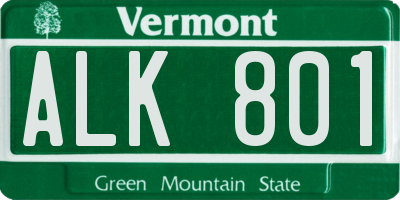 VT license plate ALK801